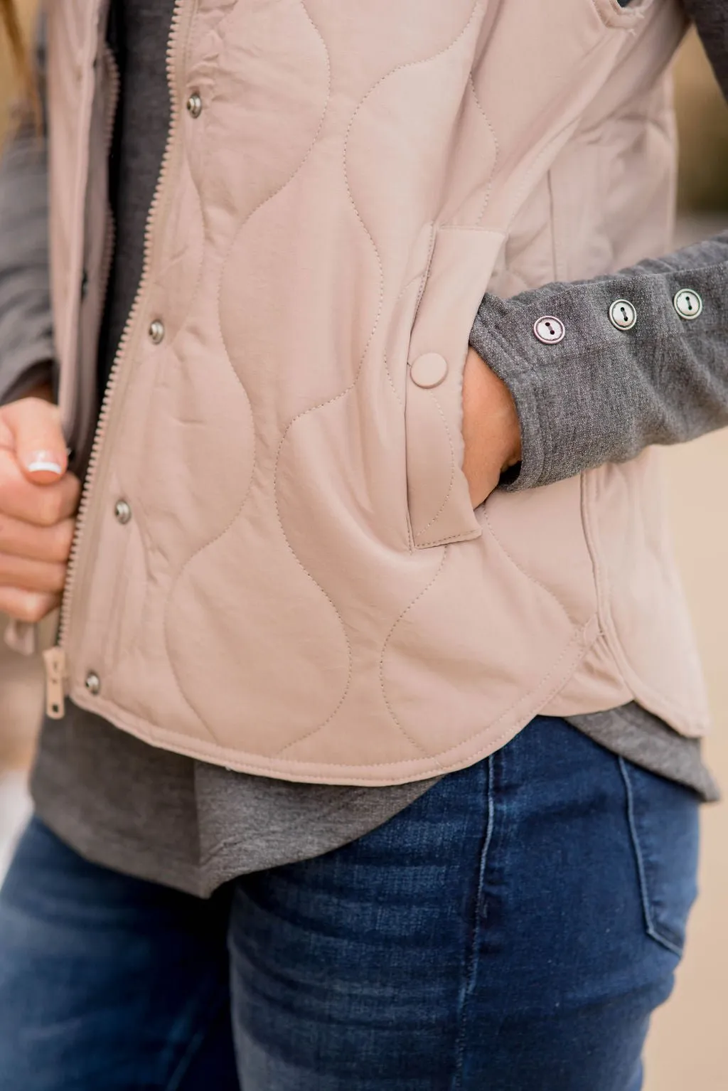 Stitched Accents Button Vest