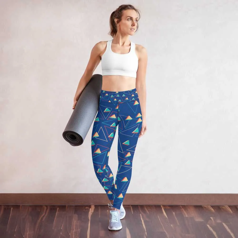 Triangular Candied Blue Yoga Leggings