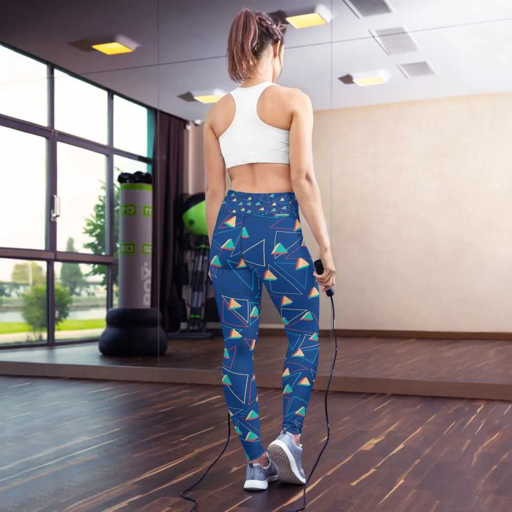 Triangular Candied Blue Yoga Leggings