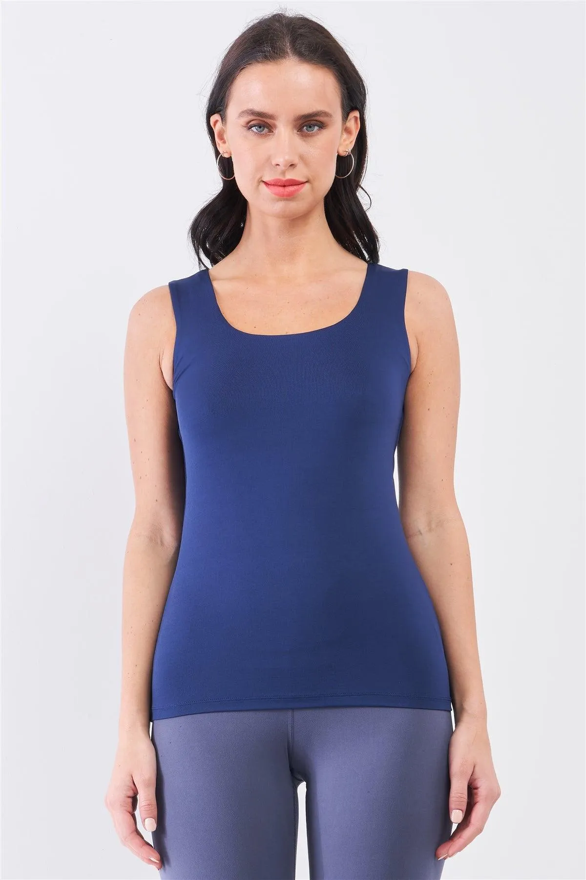 Twilight Blue Seamless Sleeveless Round Neck Tank Top /3-3-1