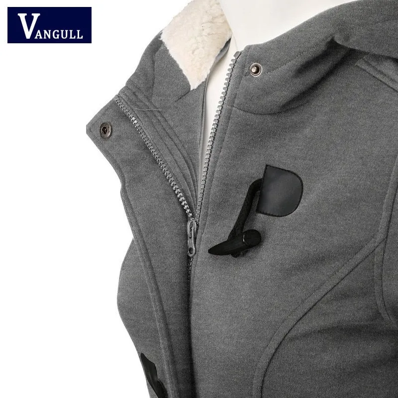 VenusFox Hooded Zipper Button Causal Coat