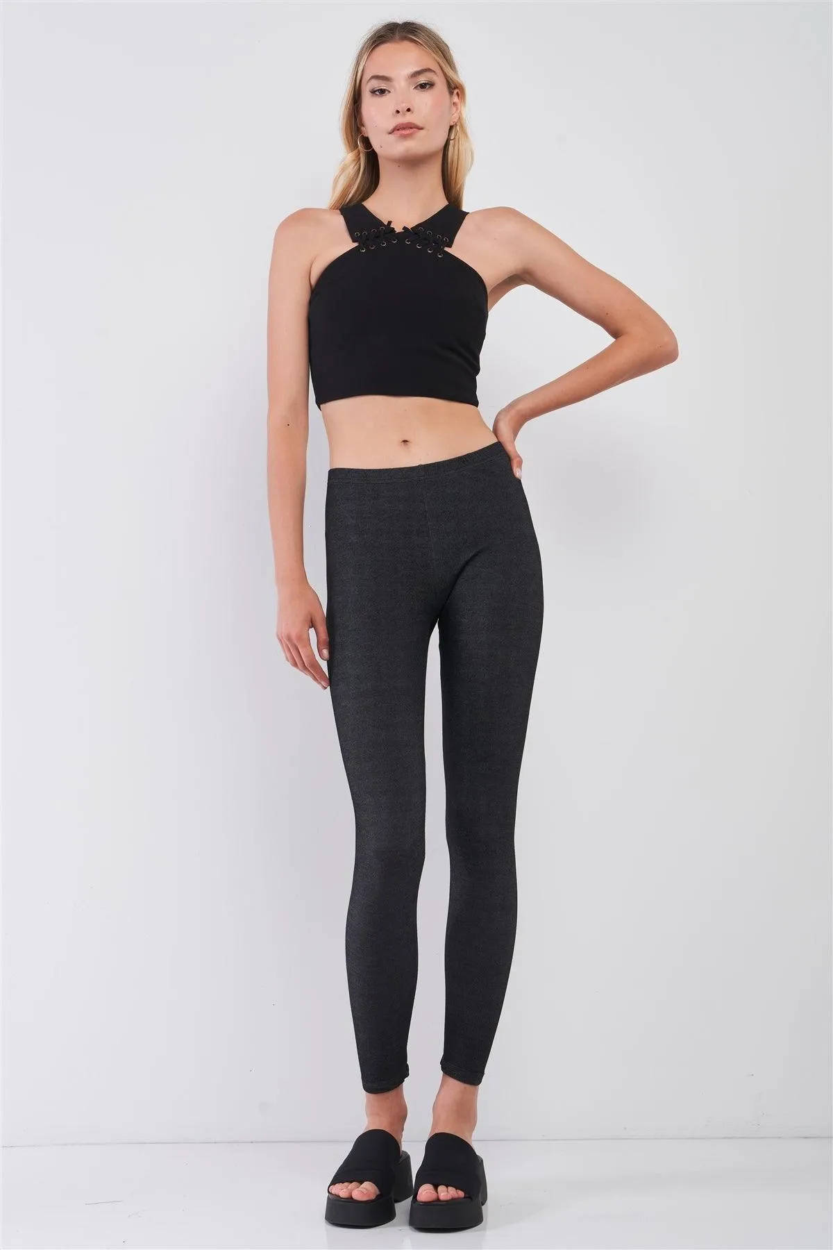 Washed Black Skinny Fit Yoga Workout Leggings