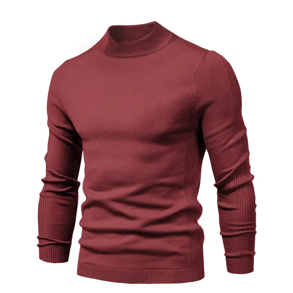 Winter Elegance: Casual Solid Colour Turtleneck Sweater for Men, Combining Quality, Warmth, and Slim Style