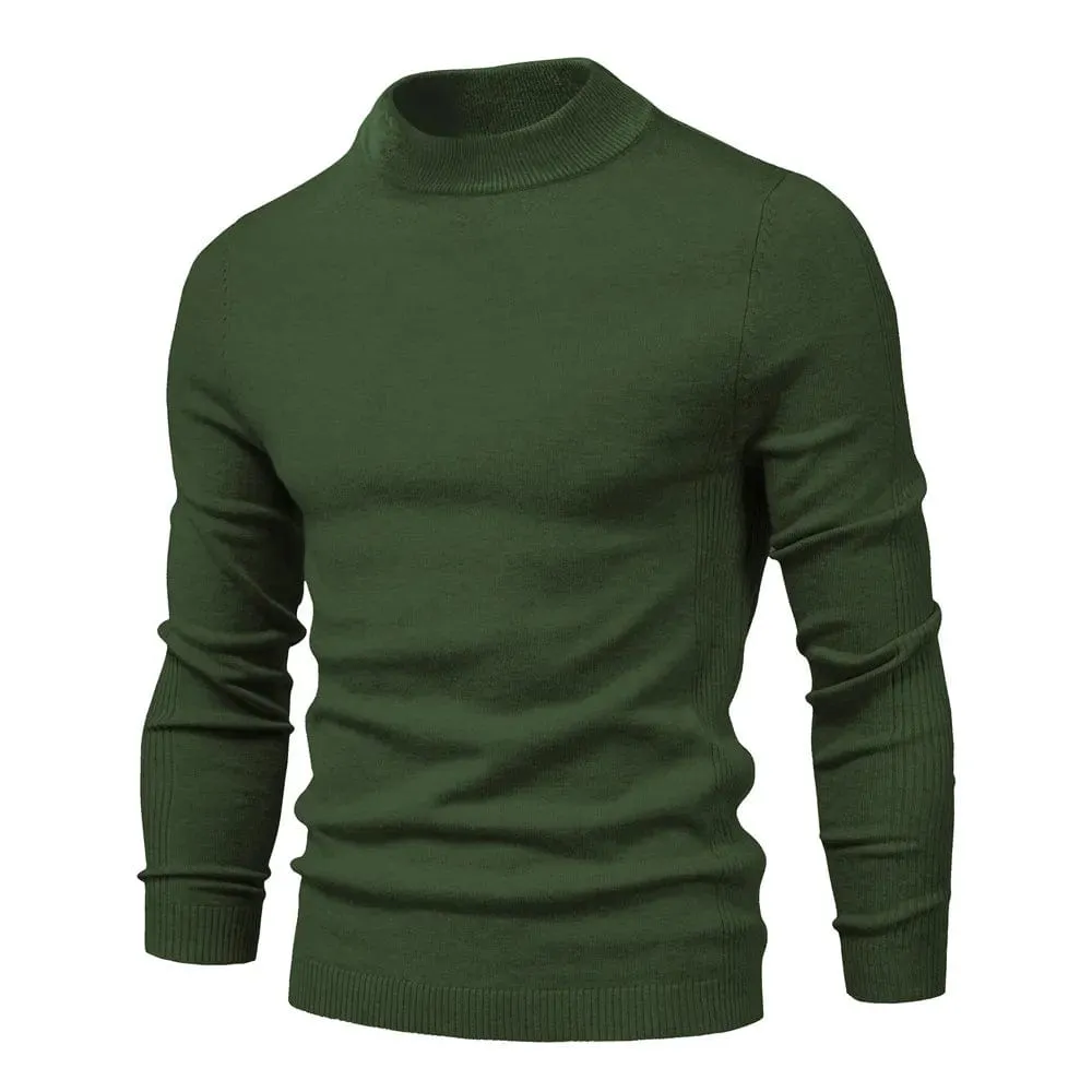 Winter Elegance: Casual Solid Colour Turtleneck Sweater for Men, Combining Quality, Warmth, and Slim Style