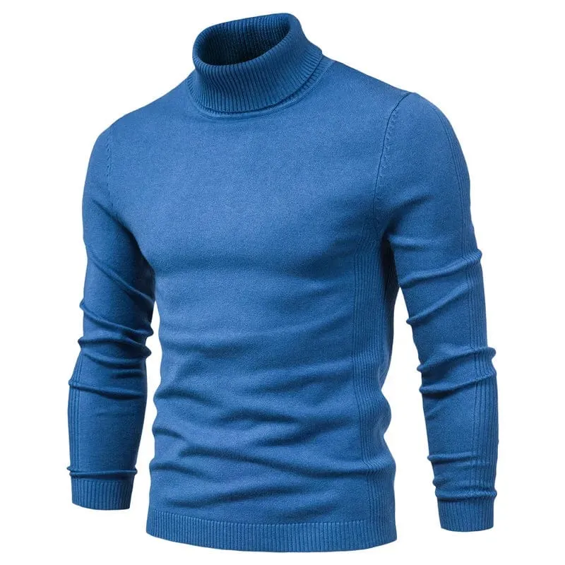 Winter Elegance: Casual Solid Colour Turtleneck Sweater for Men, Combining Quality, Warmth, and Slim Style