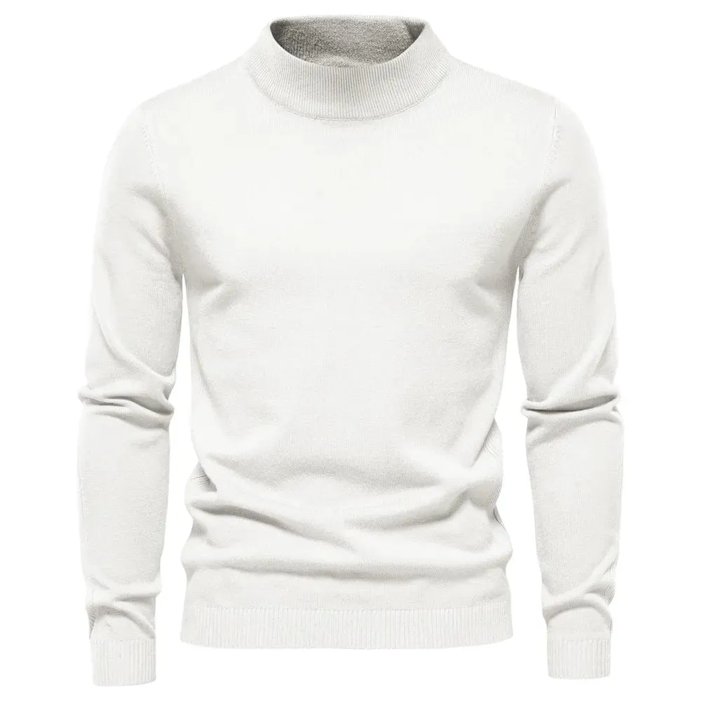 Winter Elegance: Casual Solid Colour Turtleneck Sweater for Men, Combining Quality, Warmth, and Slim Style