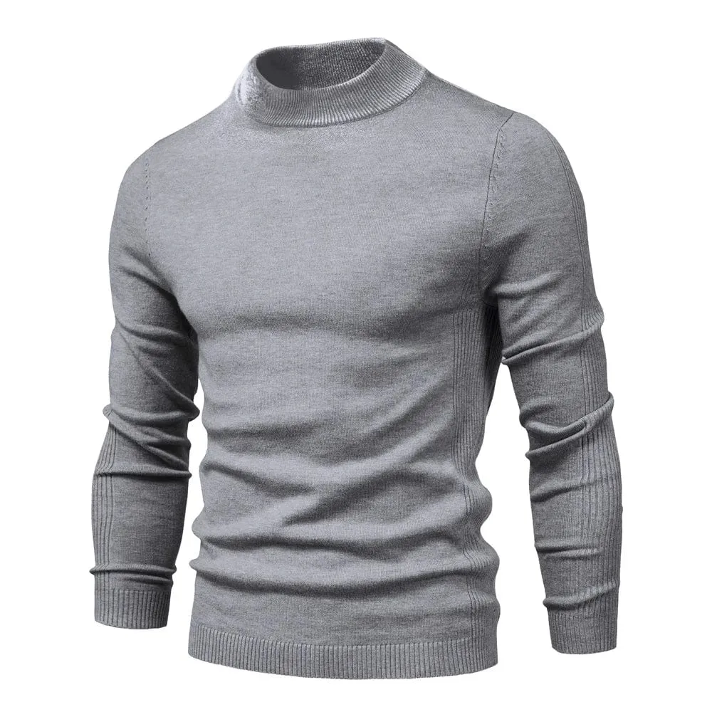 Winter Elegance: Casual Solid Colour Turtleneck Sweater for Men, Combining Quality, Warmth, and Slim Style