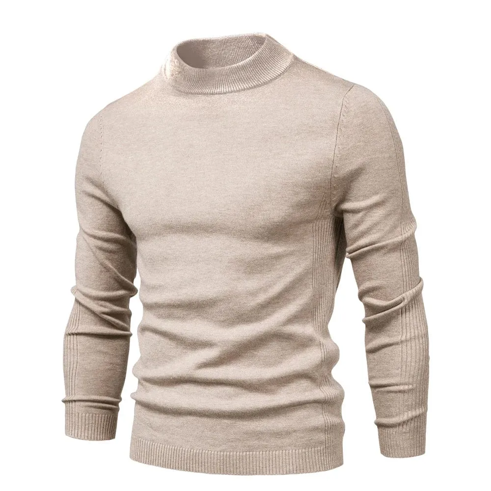 Winter Elegance: Casual Solid Colour Turtleneck Sweater for Men, Combining Quality, Warmth, and Slim Style