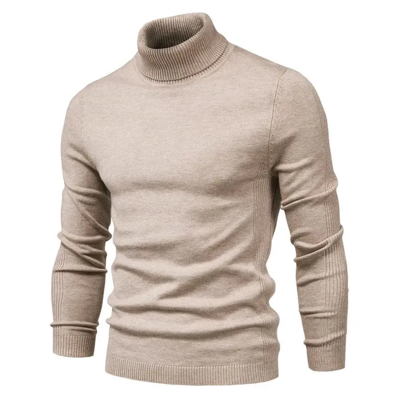 Winter Elegance: Casual Solid Colour Turtleneck Sweater for Men, Combining Quality, Warmth, and Slim Style