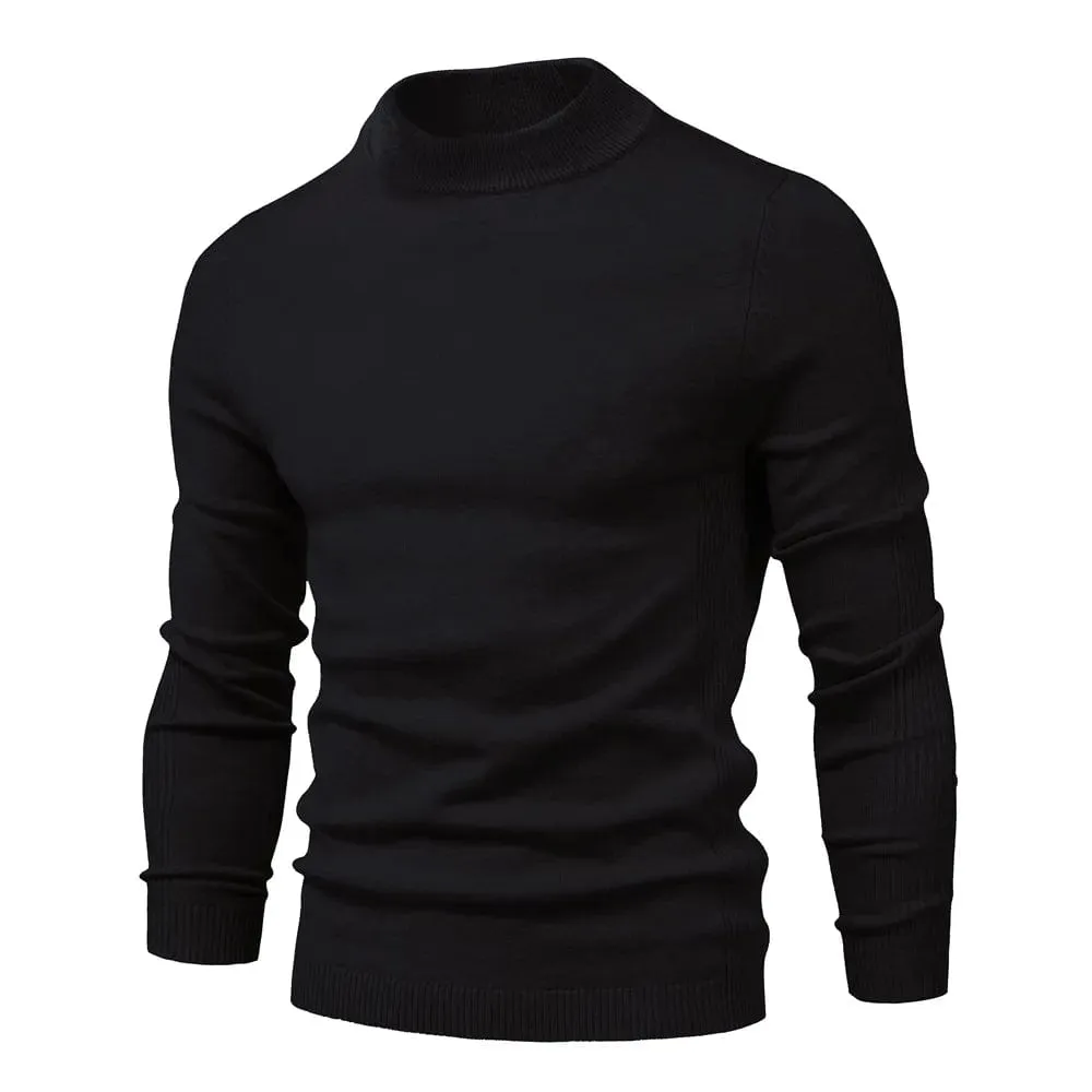 Winter Elegance: Casual Solid Colour Turtleneck Sweater for Men, Combining Quality, Warmth, and Slim Style