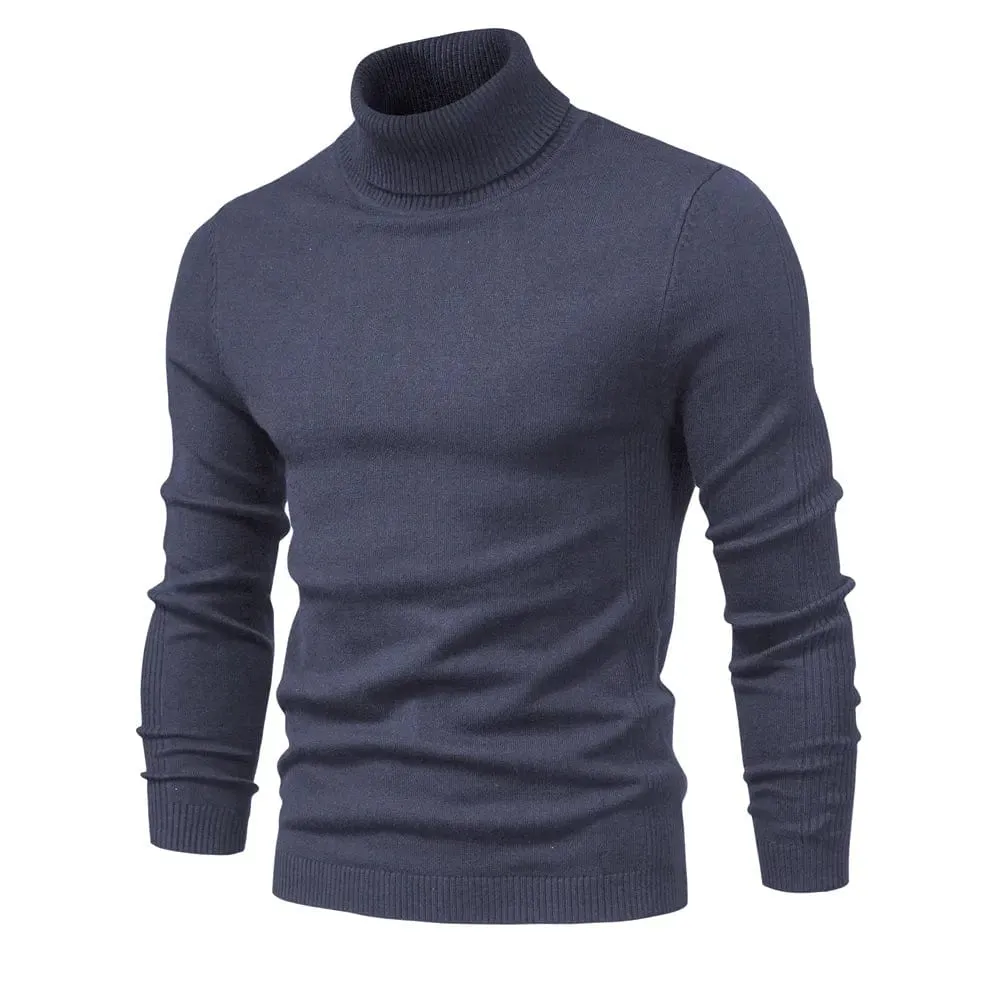 Winter Elegance: Casual Solid Colour Turtleneck Sweater for Men, Combining Quality, Warmth, and Slim Style