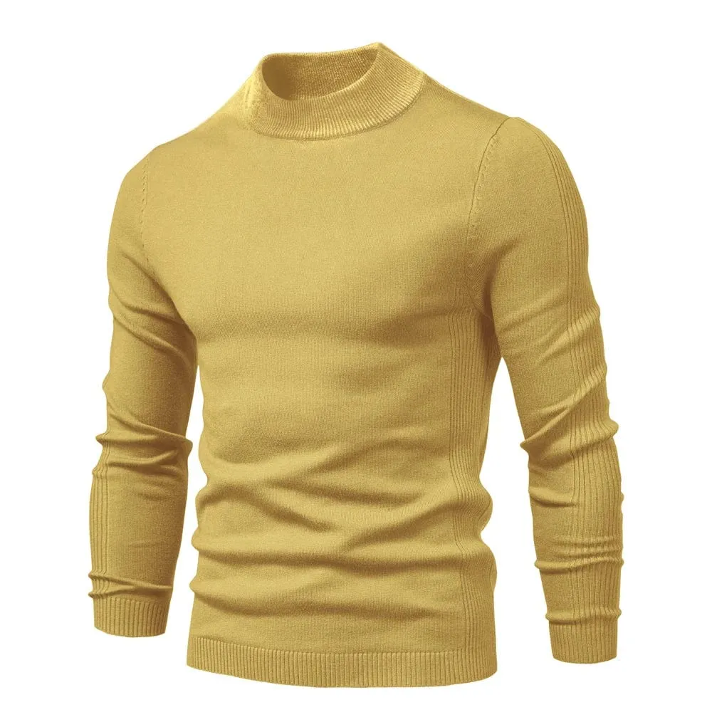 Winter Elegance: Casual Solid Colour Turtleneck Sweater for Men, Combining Quality, Warmth, and Slim Style