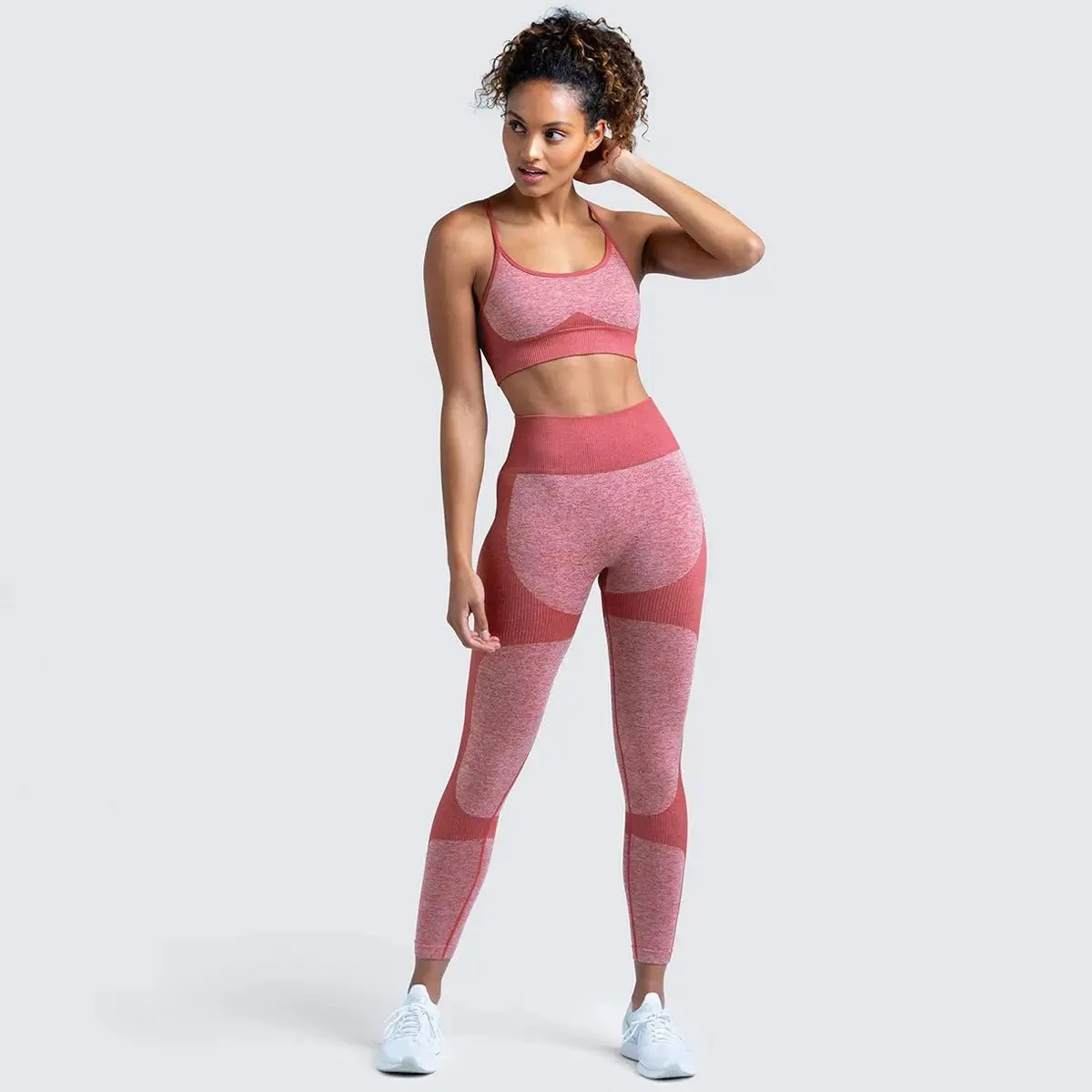 Women Seamless Activewear Fitness Gym Wear Sportswear Crop Top Leggings Yoga bra Set