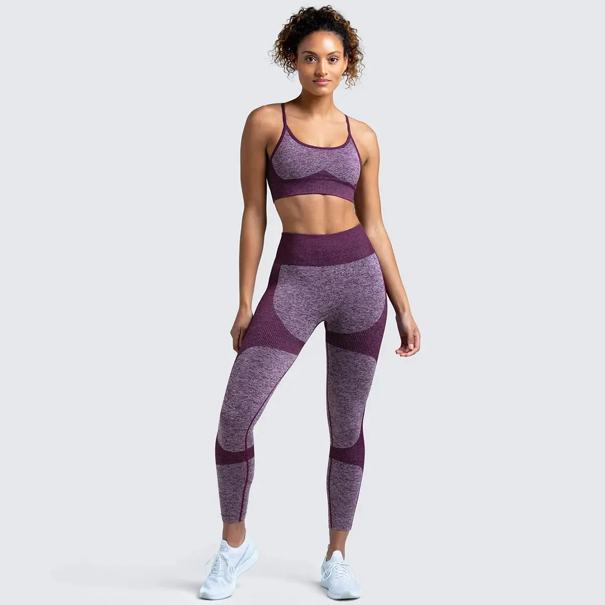 Women Seamless Activewear Fitness Gym Wear Sportswear Crop Top Leggings Yoga bra Set