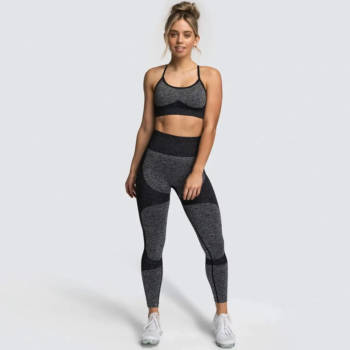 Women Seamless Activewear Fitness Gym Wear Sportswear Crop Top Leggings Yoga bra Set