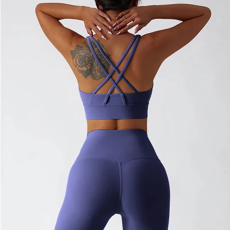 Women's Sports Set Yoga Clothing Gym High Waist Running Pants Sport Bra Suit for Fitness Sportswear Workout 2 Piece Matching Set