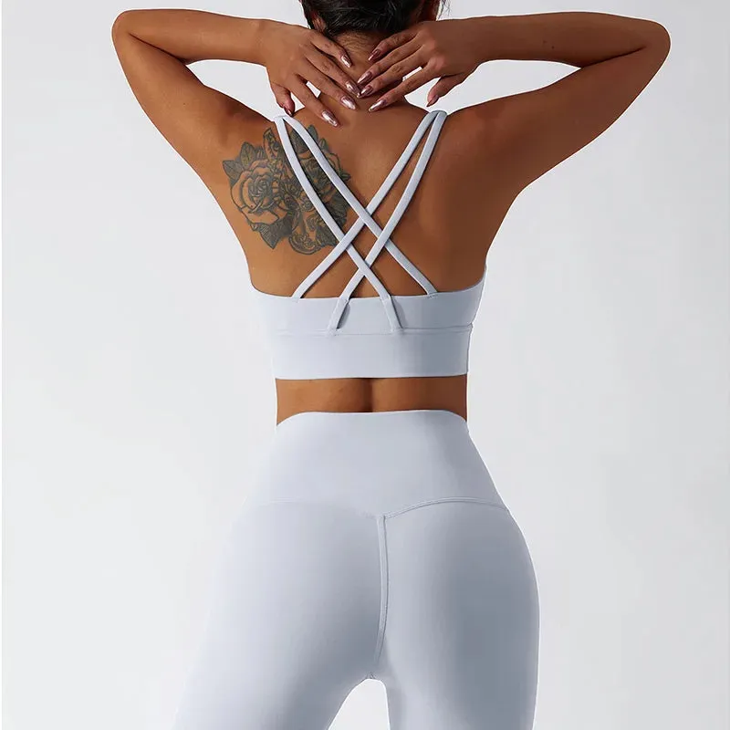 Women's Sports Set Yoga Clothing Gym High Waist Running Pants Sport Bra Suit for Fitness Sportswear Workout 2 Piece Matching Set