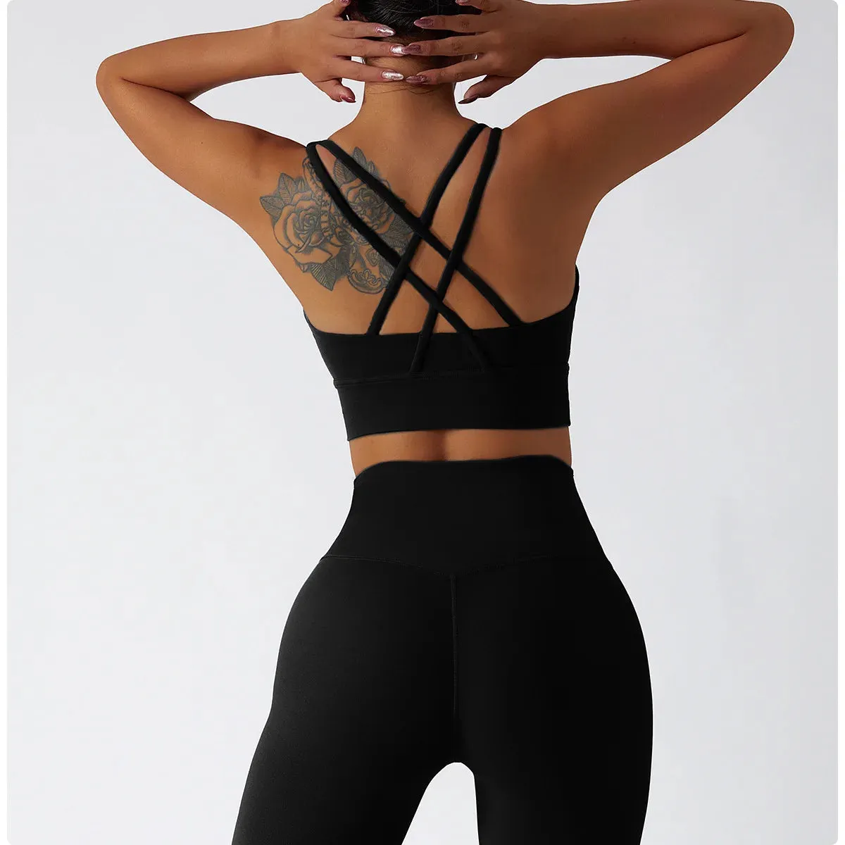 Women's Sports Set Yoga Clothing Gym High Waist Running Pants Sport Bra Suit for Fitness Sportswear Workout 2 Piece Matching Set