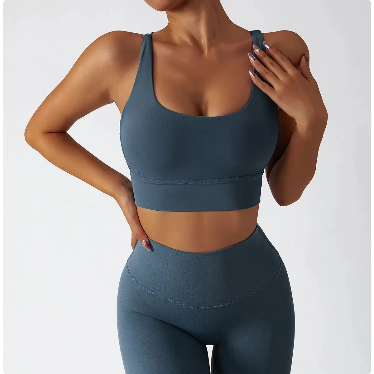 Women's Sports Set Yoga Clothing Gym High Waist Running Pants Sport Bra Suit for Fitness Sportswear Workout 2 Piece Matching Set